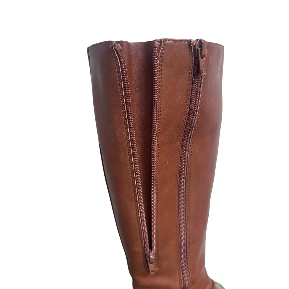 Aerosoles Chatroom Tall Knee High Riding Boots Brown Faux Leather Side Zip 11M